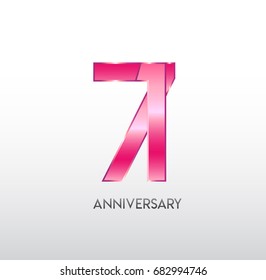 71 years pink anniversary. with overlapping number. for business, corporate, wedding, love, valentine logo celebration