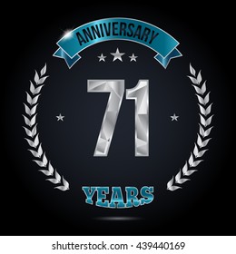 71 Years Silver anniversary logo, low poly design number