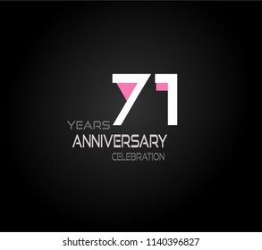 71 years simple black background with elegance white anniversary and orange, pink color accent