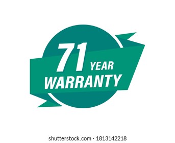 71 Years warranty badge vector images