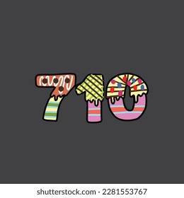 710 aus Kuchen, Vektoralphabet und -zahl