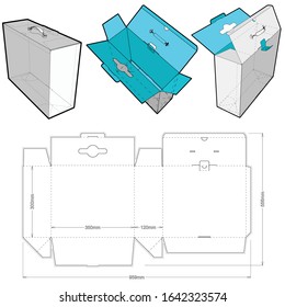 713 flute E with plastic handle (Internal measurement 35 x 12 + 30 cm) and Die-cut Pattern