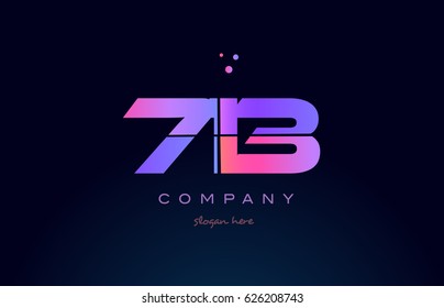 713 pink blue purple number digit numeral dots creative company logo vector icon design template