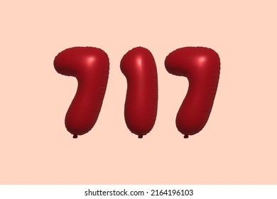 717 3d number balloon made of realistic metallic air balloon 3d rendering. 3D Red helium balloons for sale decoration Party Birthday, Celebrate anniversary, Wedding Holiday. Vector illustration