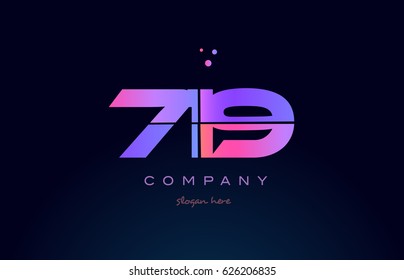 719 pink blue purple number digit numeral dots creative company logo vector icon design template