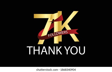 71K, 71.000 Followers Thank You anniversary Red logo with Tosca ribbon. For Social Medias - Vector	