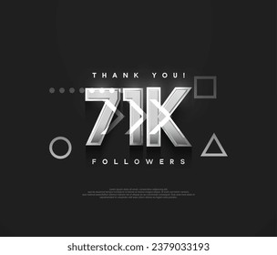 71k followers background, thank you with silver metallic numbers.