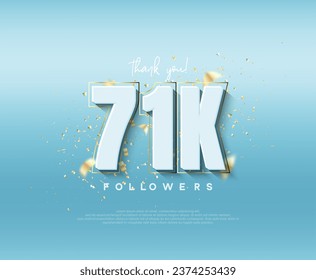 71k followers celebration. with modern luxury figures.