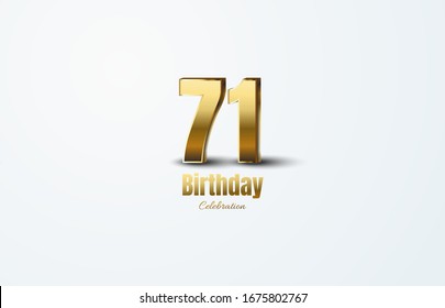 71st anniversary background with gold colored illustration figures on a white background.