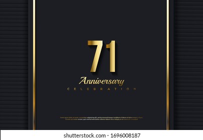 71st anniversary background with illustrations of golden numbers and vertical lines on the right and left.