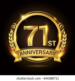 71st Anniversary Celebration Logo Golden Ring Stock Vector (Royalty ...