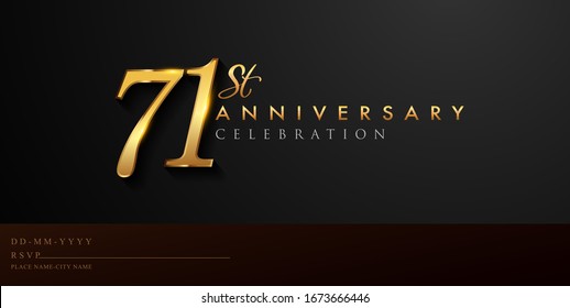 71st anniversary celebration logotype with handwriting golden color elegant design isolated on black background. vector anniversary for celebration, invitation card, and greeting card.