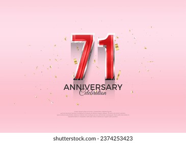 71st anniversary celebration, vector 3d design with luxury and shiny gold. Premium vector background for greeting and celebration.