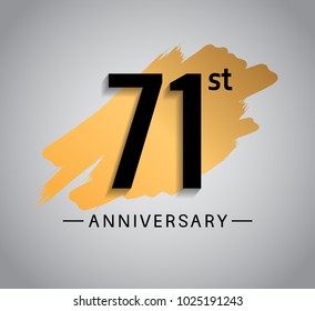 71st anniversary design with golden brush isolated on white background for celebration event