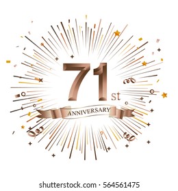 71st Anniversary greeting Card with Starburst. Vector illustration.