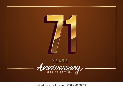 71st anniversary logo golden colored isolated on elegant background. Vector anniversary for celebration.