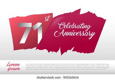 71st anniversary logo with red abstract backgrond. design template