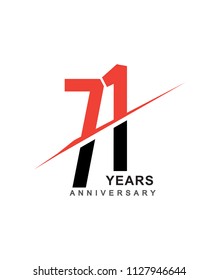 71st anniversary logo red and black swoosh design isolated on white background for anniversary celebration.

