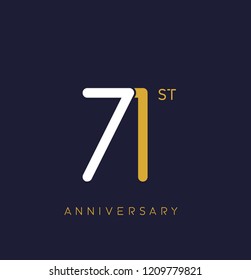 71st anniversary logo.overlapping number with simple monogram color. vector design for greeting card and invitation card.
