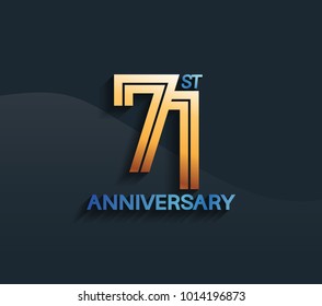71st anniversary logotype with multiple line golden color isolated on dark blue background for celebration
