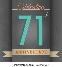 71st Anniversary poster / template design in retro style - Vector Background