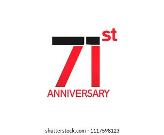 71st anniversary red and black design simple isolated on white background for celebration