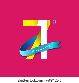 71st Anniversary simple emblems, template design for web, game ,Creative poster, booklet, leaflet, flyer, magazine, invitation card