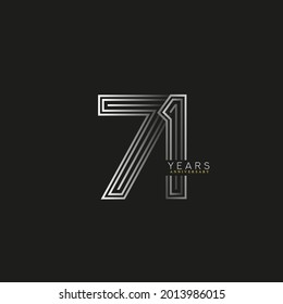 71st years anniversary celebration logotype with linked number black and white. Simple and modern design, vector design for anniversary celebration.