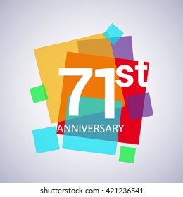 71st years anniversary logo, vector design birthday celebration with colorful geometric isolated on white background.