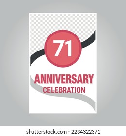 
71. Jubiläum Vektor Einladungskarte.Einladung für Druck auf grauem Hintergrund
