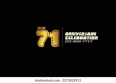 71th, 71 years, 71 year anniversary celebration abstract knit style logotype. anniversary with gold color isolated on black background-vector