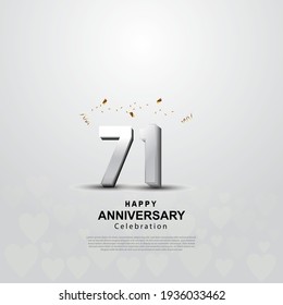 71th anniversary background with 3D number illustration