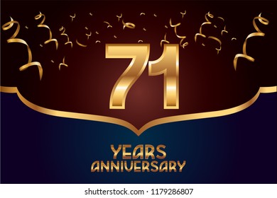 71th Anniversary gold numbers. background for anniversary