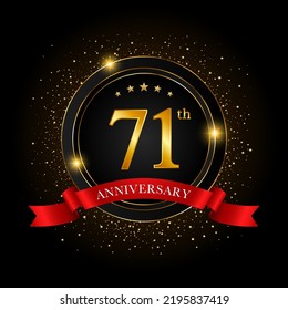 71th Anniversary. Golden anniversary celebration template design, Vector illustrations.