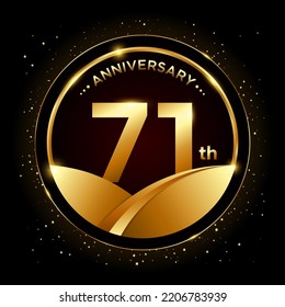 71th anniversary, Golden anniversary template design. Logo vector illustration