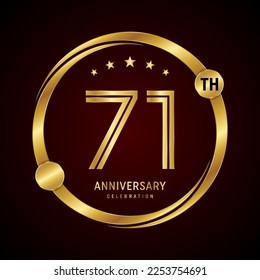 71th anniversary logo design concept with golden ring. Logo Vector Template