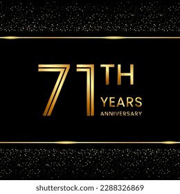 71th anniversary logo design with double line concept. Line Art style. Golden number logo. Vector Template Illustration