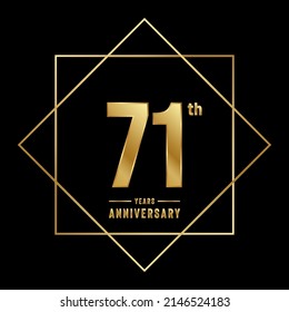 71th anniversary logotype. Anniversary celebration template design with golden ring for booklet, leaflet, magazine, brochure poster, banner, web, invitation or greeting card. Vector illustrations.