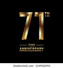 71th Anniversary logotype. Anniversary celebration template design with golden ring for booklet, leaflet, magazine, brochure poster, banner, web, invitation or greeting card. Vector illustrations.