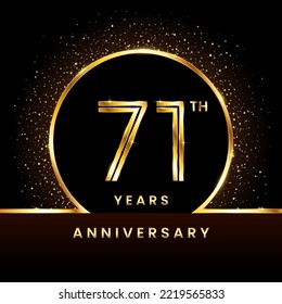 71th Anniversary Logotype. Golden Anniversary template design for celebration event, invitation card, greeting card, flyer, banner, poster, double line logo, vector illustration