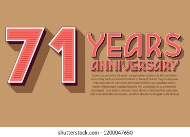 71th Anniversary numbers. background for anniversary