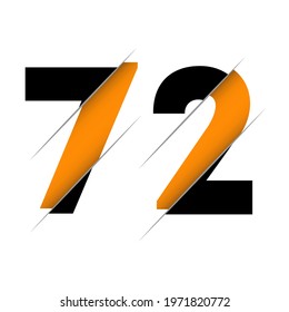 72 7 2 Number Logo Design with a Creative Cut and Black Circle Background. Creative logo design.