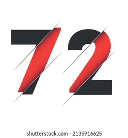 72 7 2 Number Logo Design with a Creative Cut and Black Circle Background. Creative logo design.