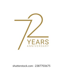 72, 72nd Years Anniversary Logo, Golden Color, Vector Template Design element for birthday, invitation, wedding, jubilee and greeting card illustration.