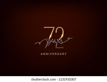 72 Anniversary elegant gold colored isolated on dark background, vector design for celebration, invitation and greeting card