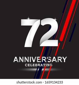 72 anniversary logo vector template. Design for banner, greeting cards or print