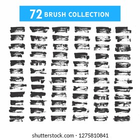 72 brush collection set grunge dry brush on white background