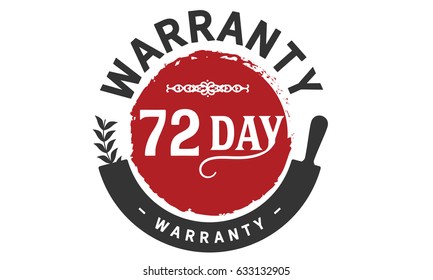72 day warranty red and black badge icon vector