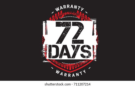 72 days warranty icon vintage rubber stamp guarantee