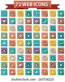 72 Flat Website Icons,Colorful version,vector